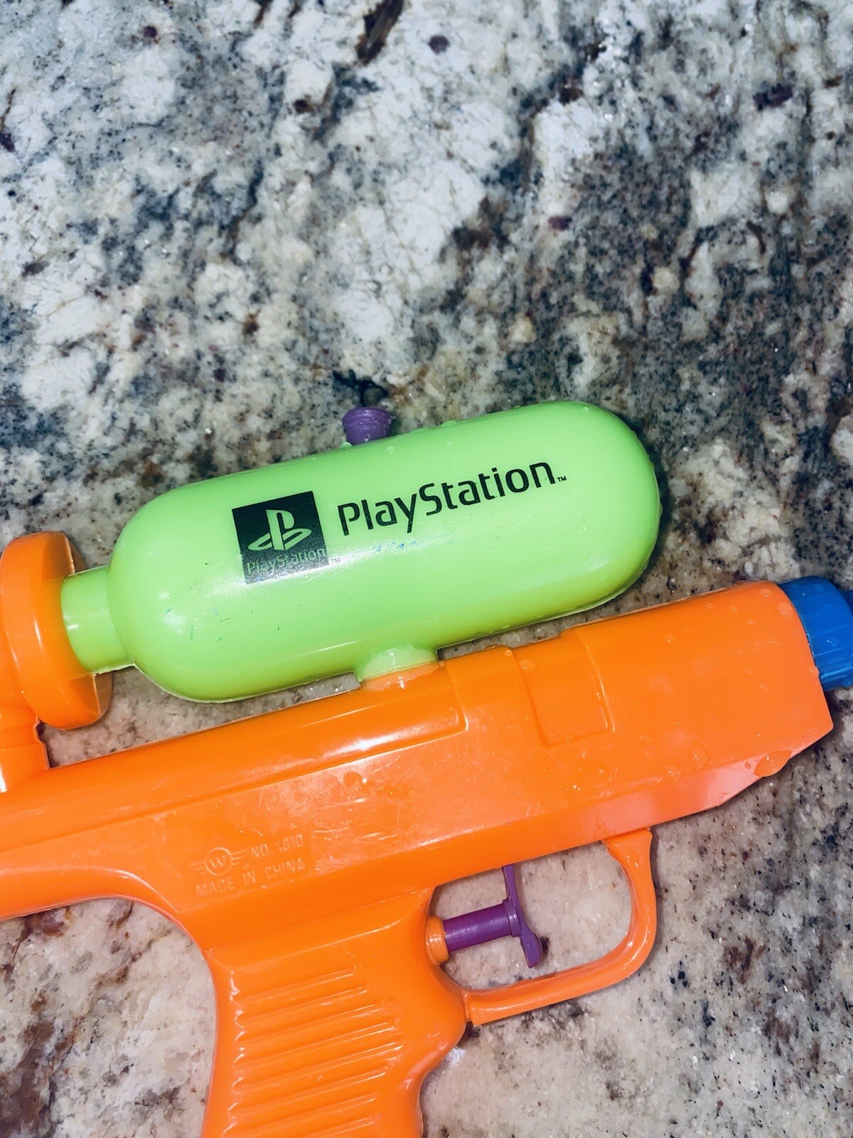 Sony Playstation Water Gun PROMO Orange Green Vintage Video Game Company Ad Toy