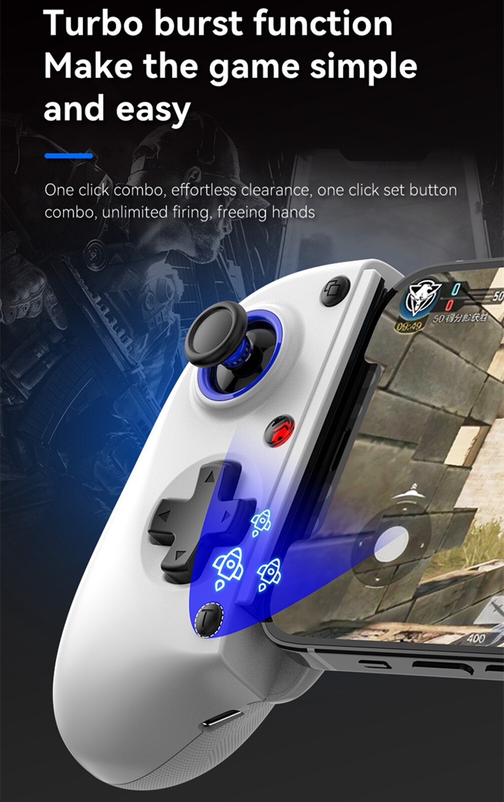 Cordless Telescopic Game Controller for Switch/iOS/Android/PC/Tablet