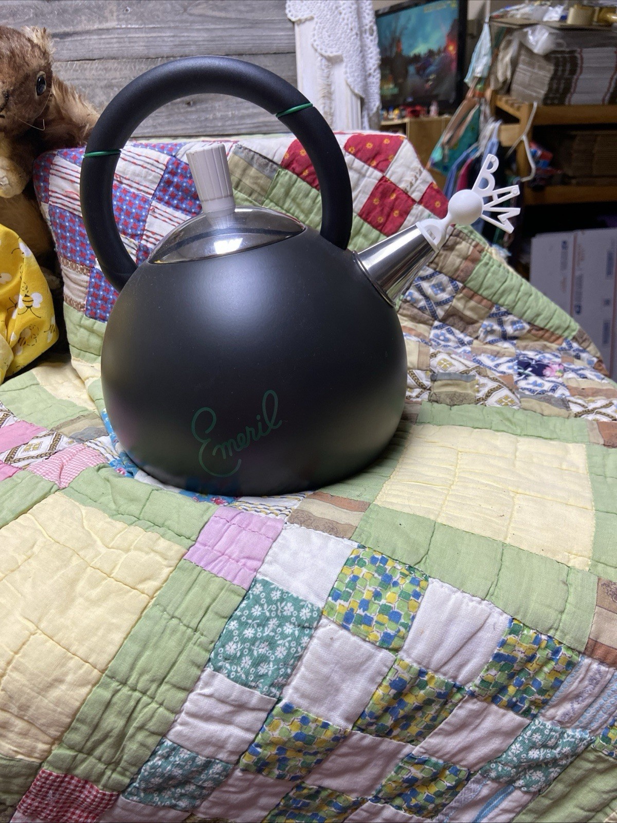Emeril Lagasse 2.5 Quart Whistling Tea Kettle “BAM” Stainless Steel Made Italy