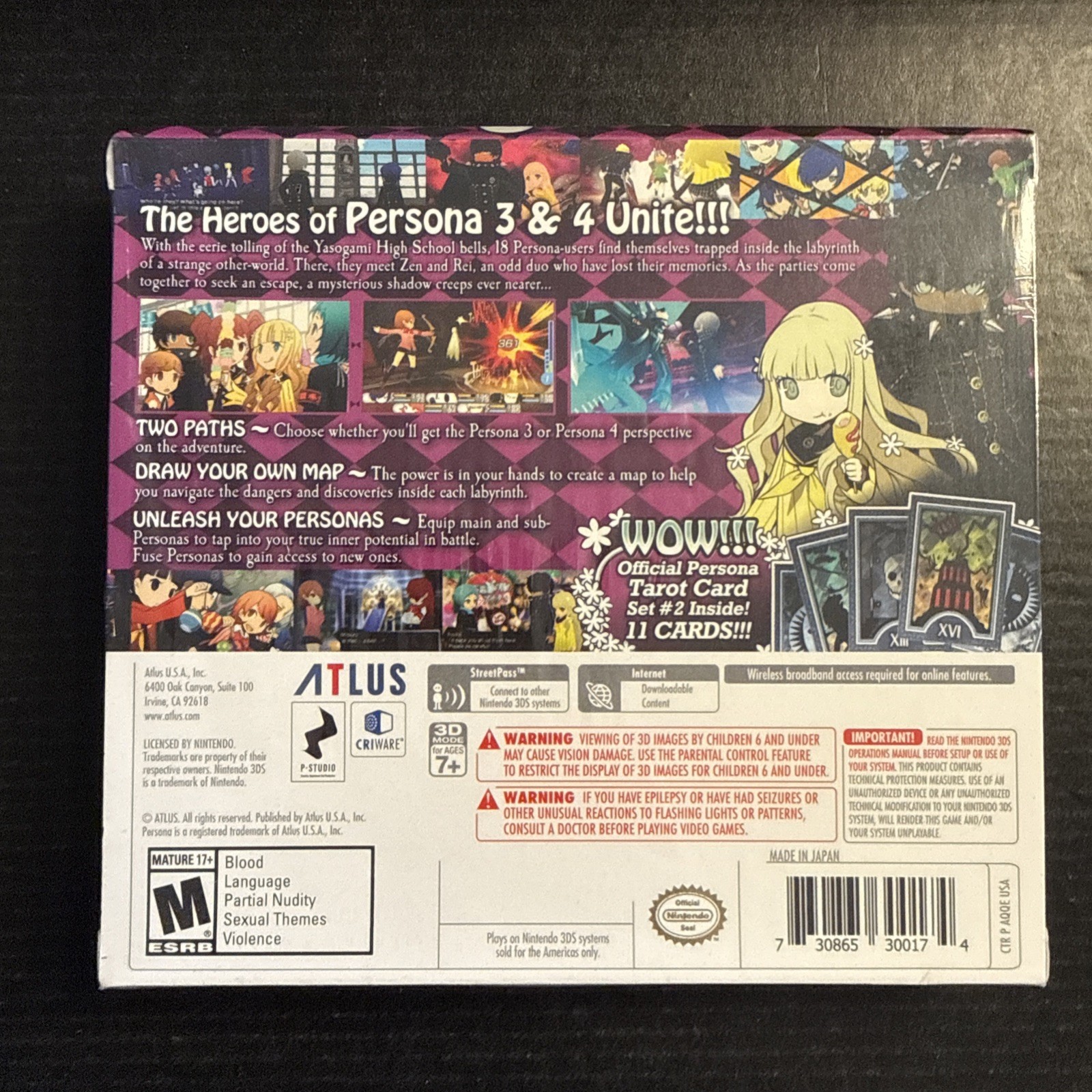 Persona Q: Shadow Of Labyrinth w/Tarot Card Set – Nintendo 3DS Launch Edition