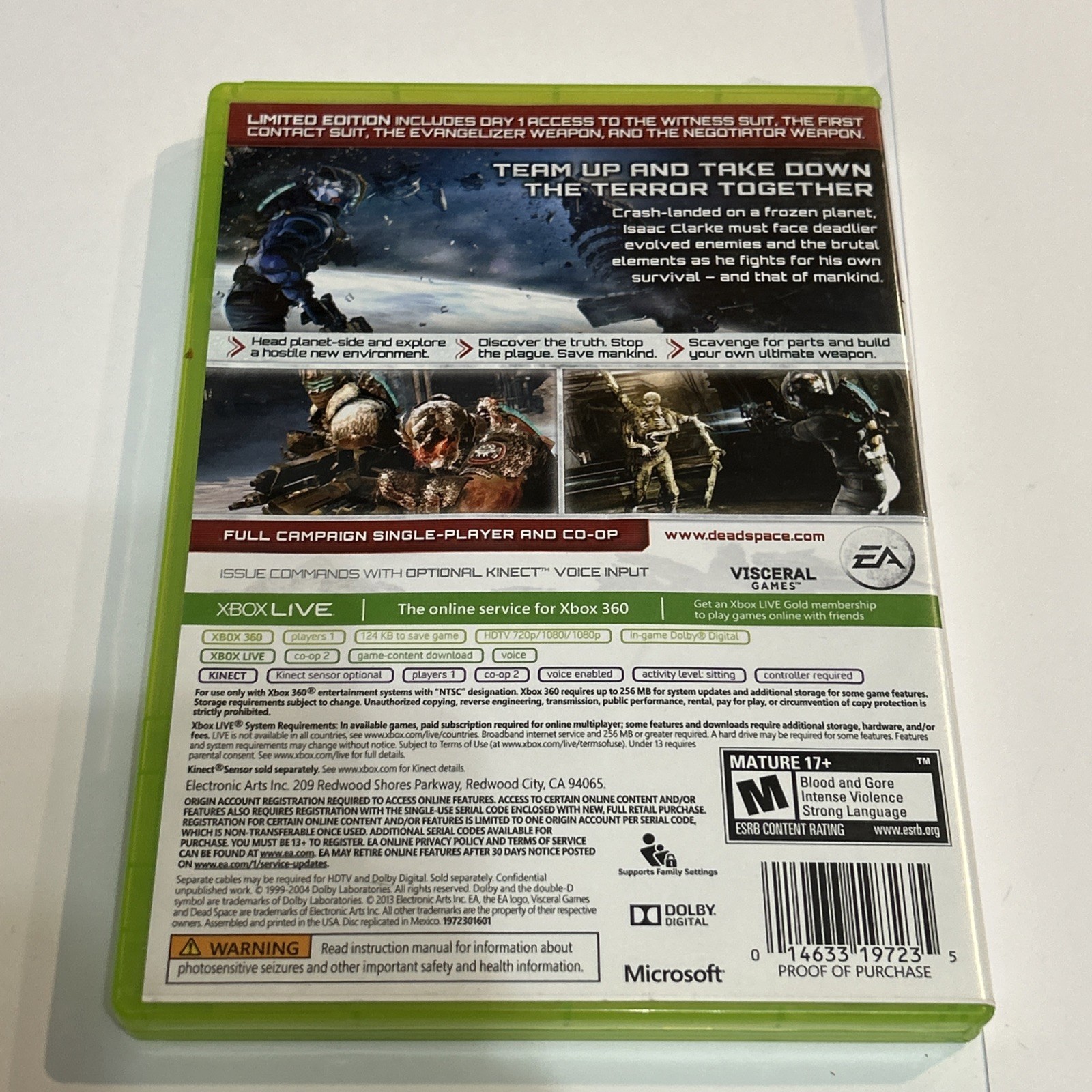 Dead Space 3 Limited Edition Xbox 360 Tested 2 Disc w/ Case Insert