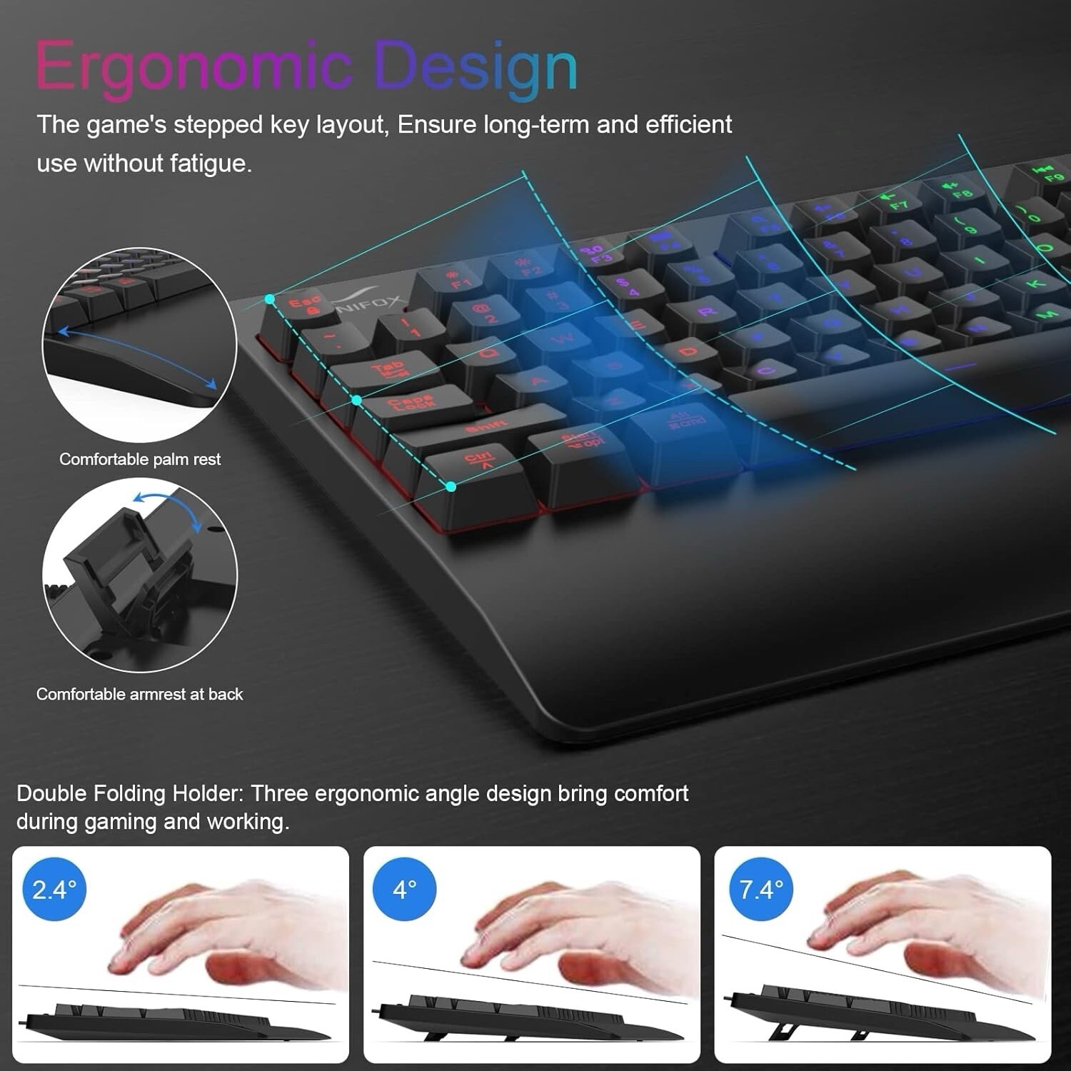 Gaming Keyboard and Mouse for Mac PC PS5 PS4 Xbox One Gamers RGB Backlit LED BK