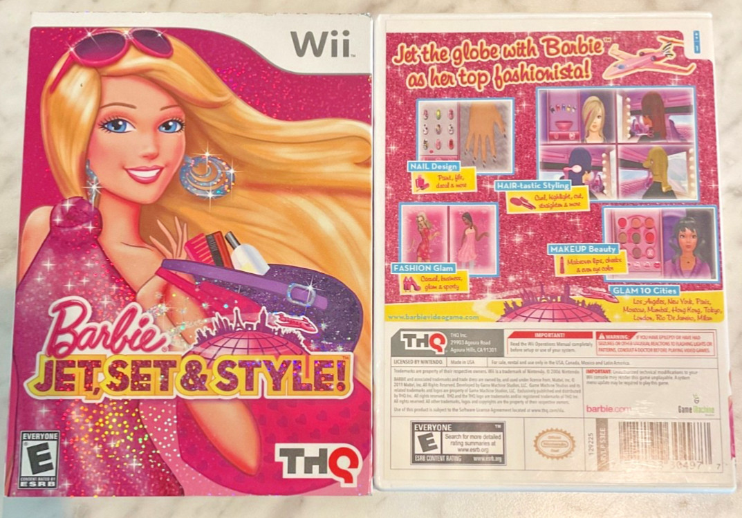 Barbie: Jet, Set & Style Nintendo Wii 2011 Video Game Disc & Book & Case Movie