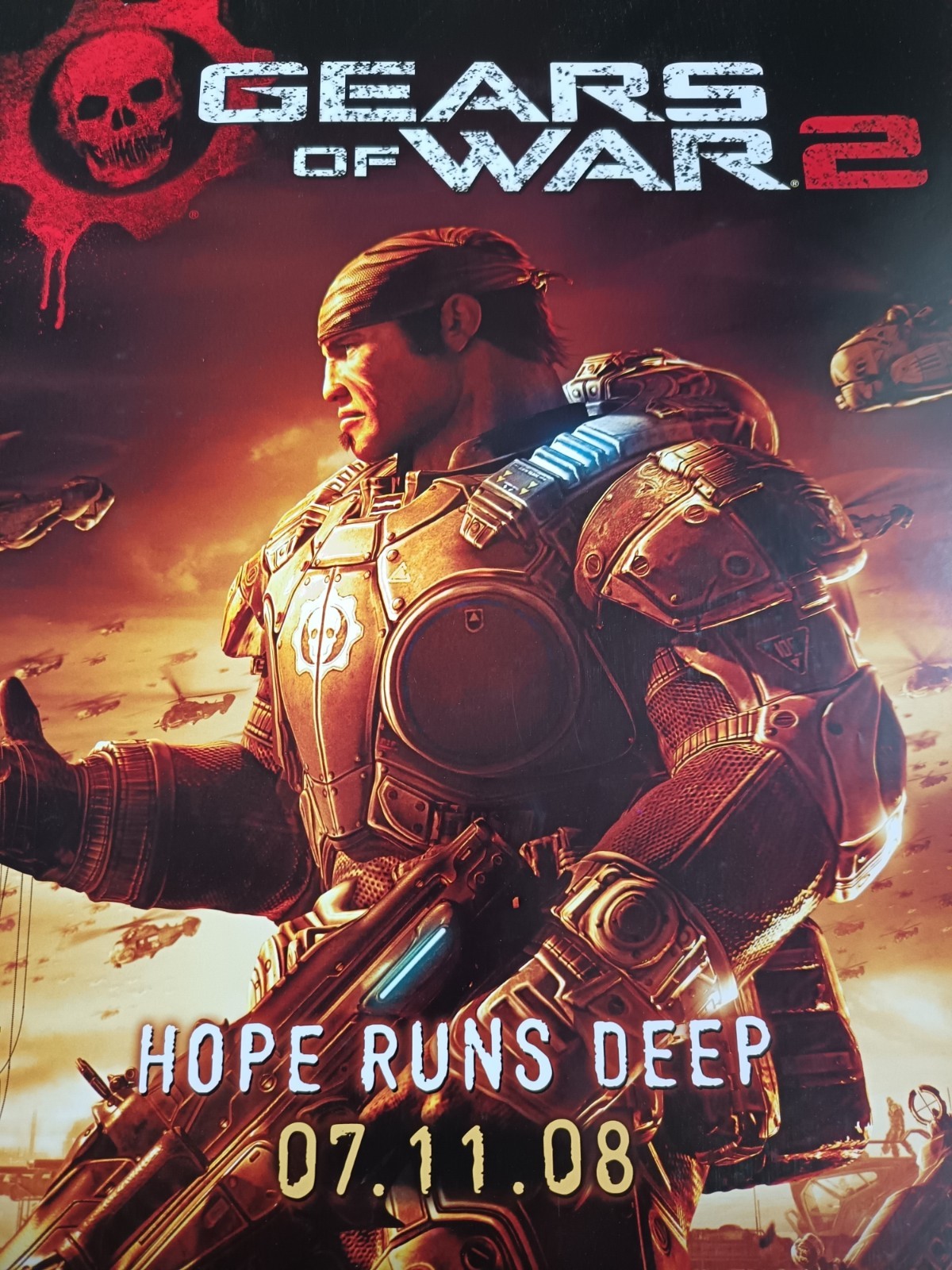 Gears of War 2 Marcus Fenix (Vintage, 2008) XBox 360 Game Poster (RARE)