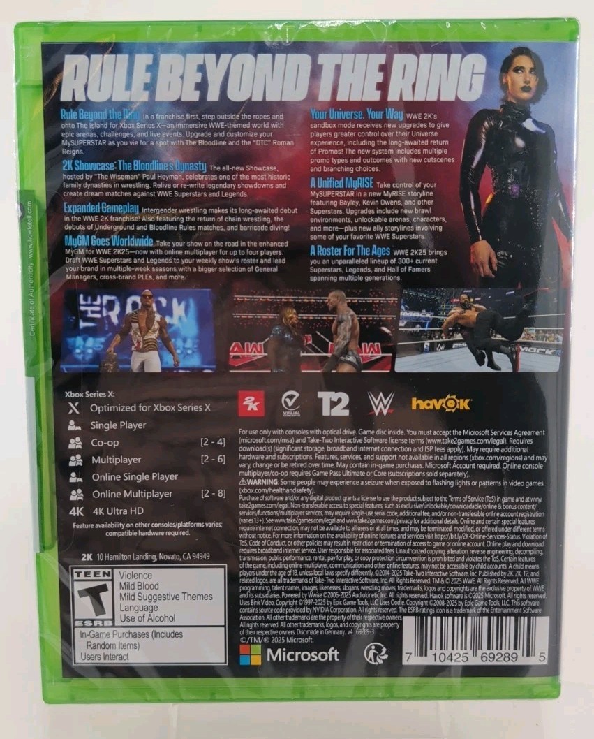 WWE 2K25 Xbox Series X/Xbox One Microsoft *New Factory Sealed*
