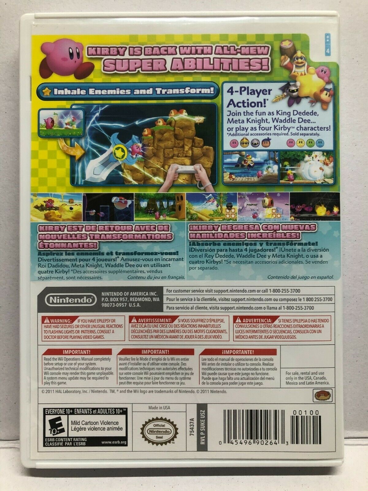 Kirby’s Return to Dream Land (Nintendo Wii, 2011) Complete – Tested – Free Ship