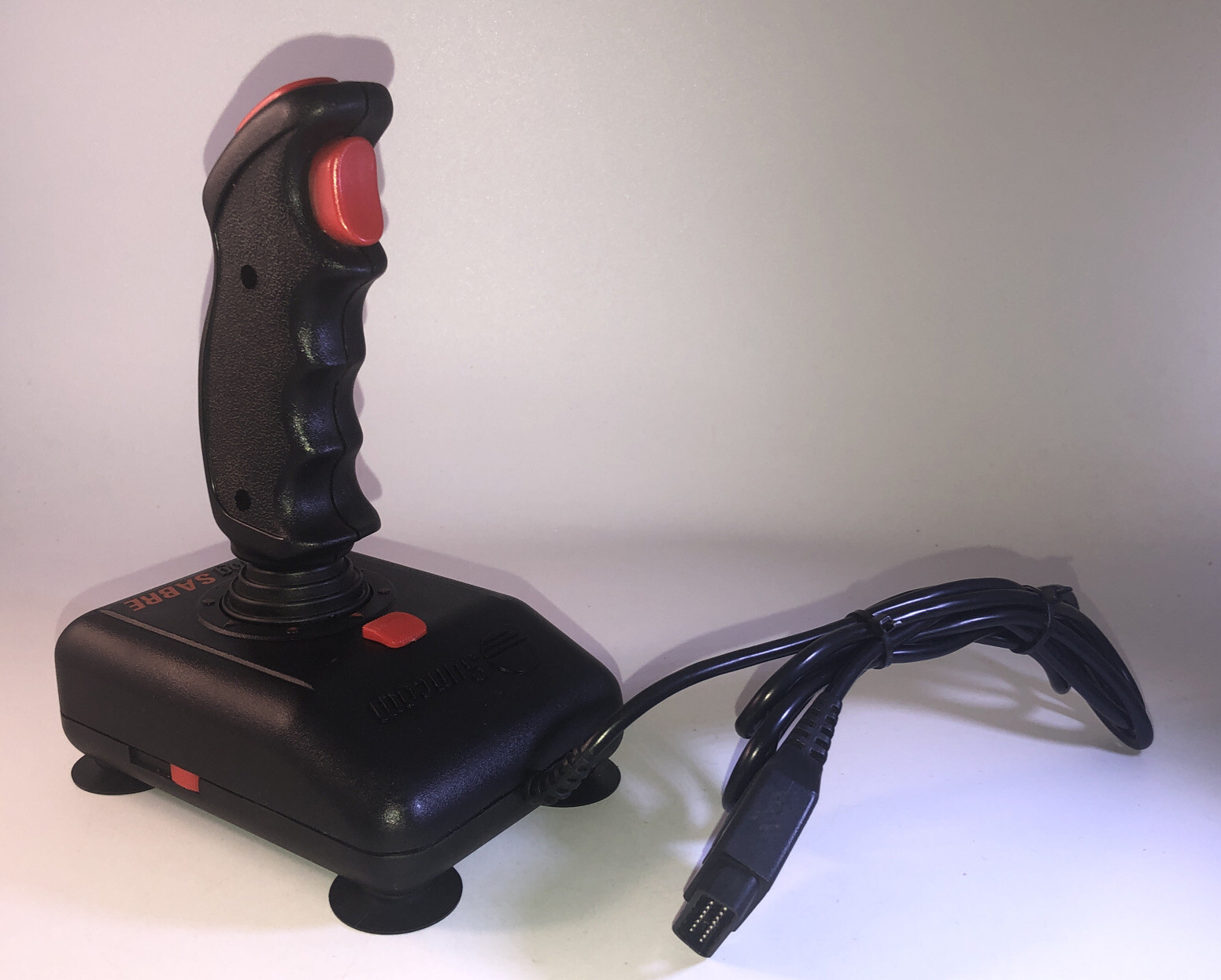 Suncom Analog Sabre Joystick Black & Red 2 Button Control Suction Mount -New