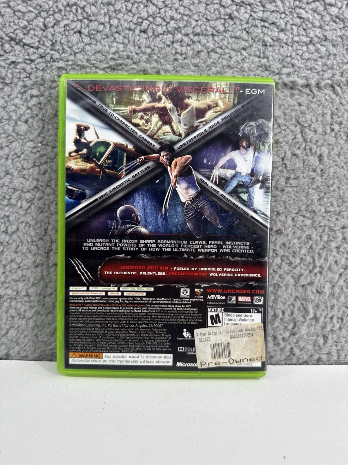 X-Men Origins: Uncaged Edition (Lightly Used, Xbox 360) Tested/Works