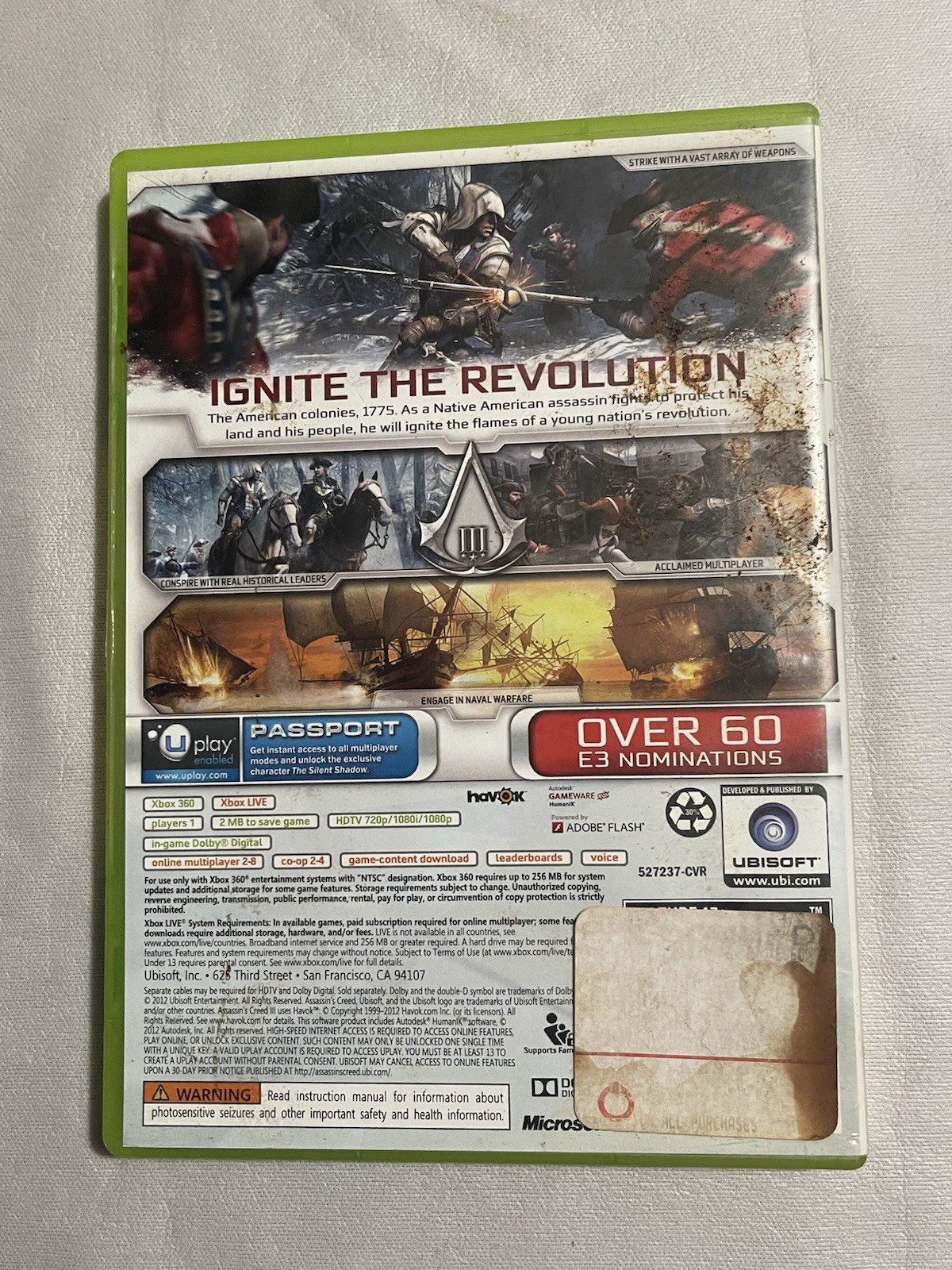Assassin’s Creed III Xbox 360 Tested Complete CIB Manual Ubisoft AC3