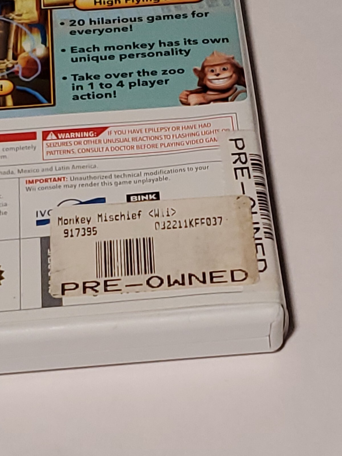 Monkey Mischief Party Time Nintendo Wii, 2008 Complete and Tested CIB