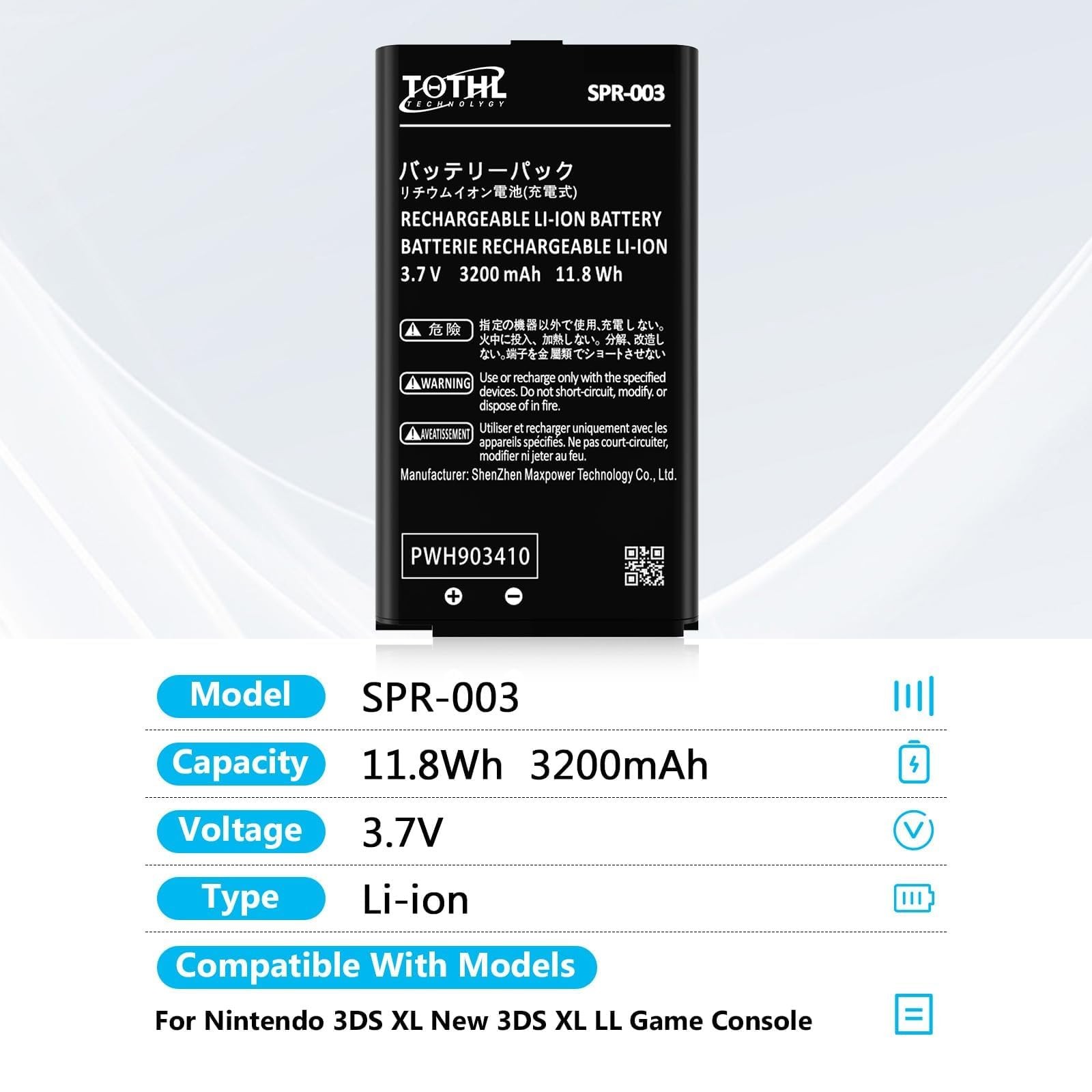 TQTHL 1-Pack SPR-003 Battery, 2026 New Upgraded (3200mAh) Ultra High black