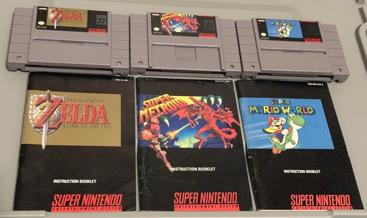 Super Nintendo SNES (3 GAME LOT) Super Metroid Mario World Zelda A Link To Past