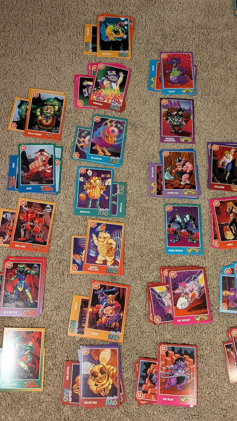 1992 Zap Pax NES NINTENDO Trading Cards. 14oz Of Cards. See Pics For Lot Details