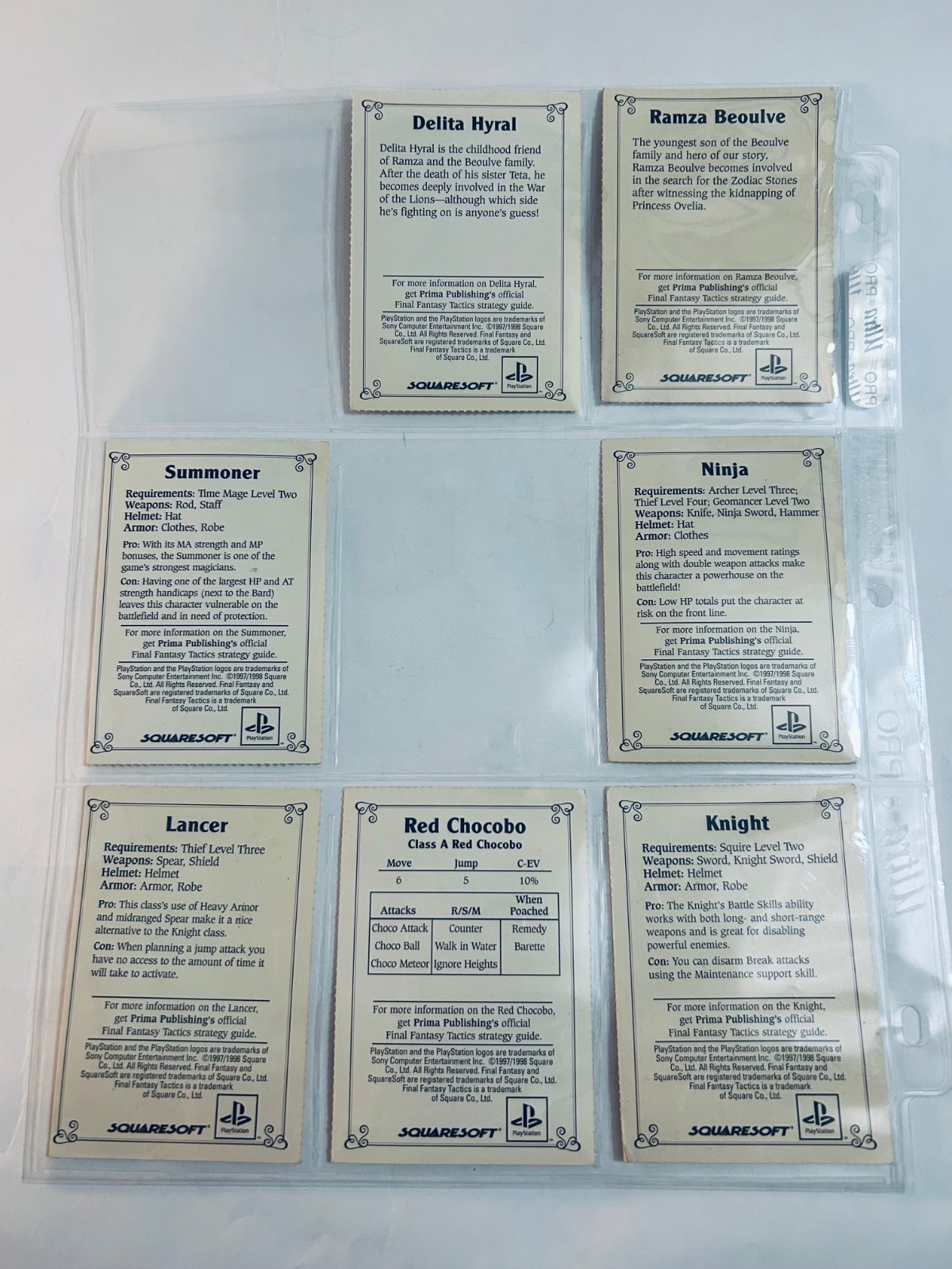 Final Fantasy Tactics PS1 Prima Strategy Guide With Full Card Set and Extras