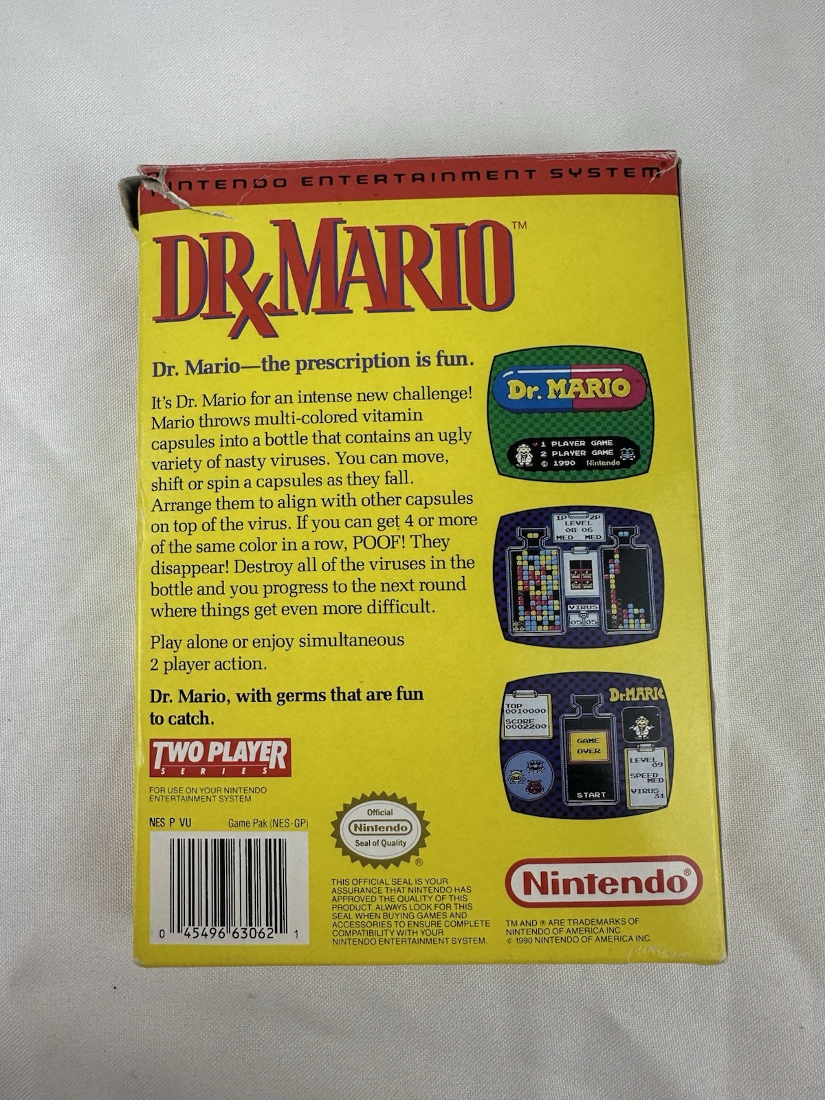 Dr Mario Nintendo NES Game 1990 Complete Box Manual Poster Foam Japan Original