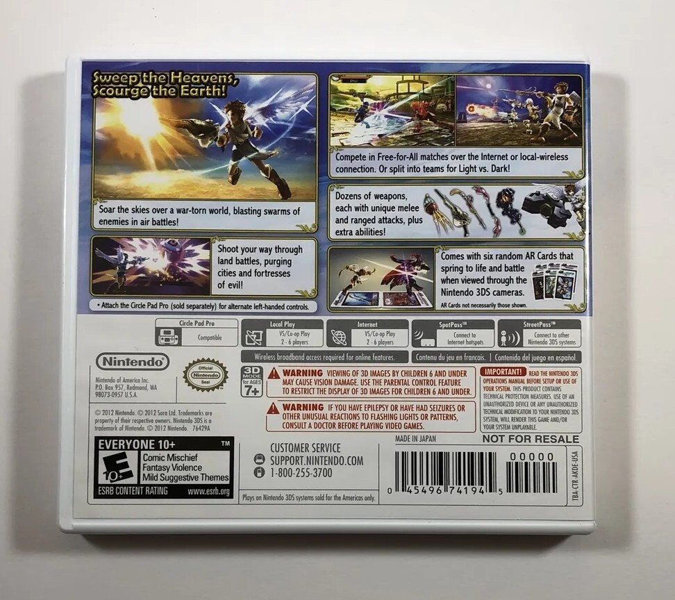 Kid Icarus Uprising (Nintendo 3DS, 2012) Ships today!