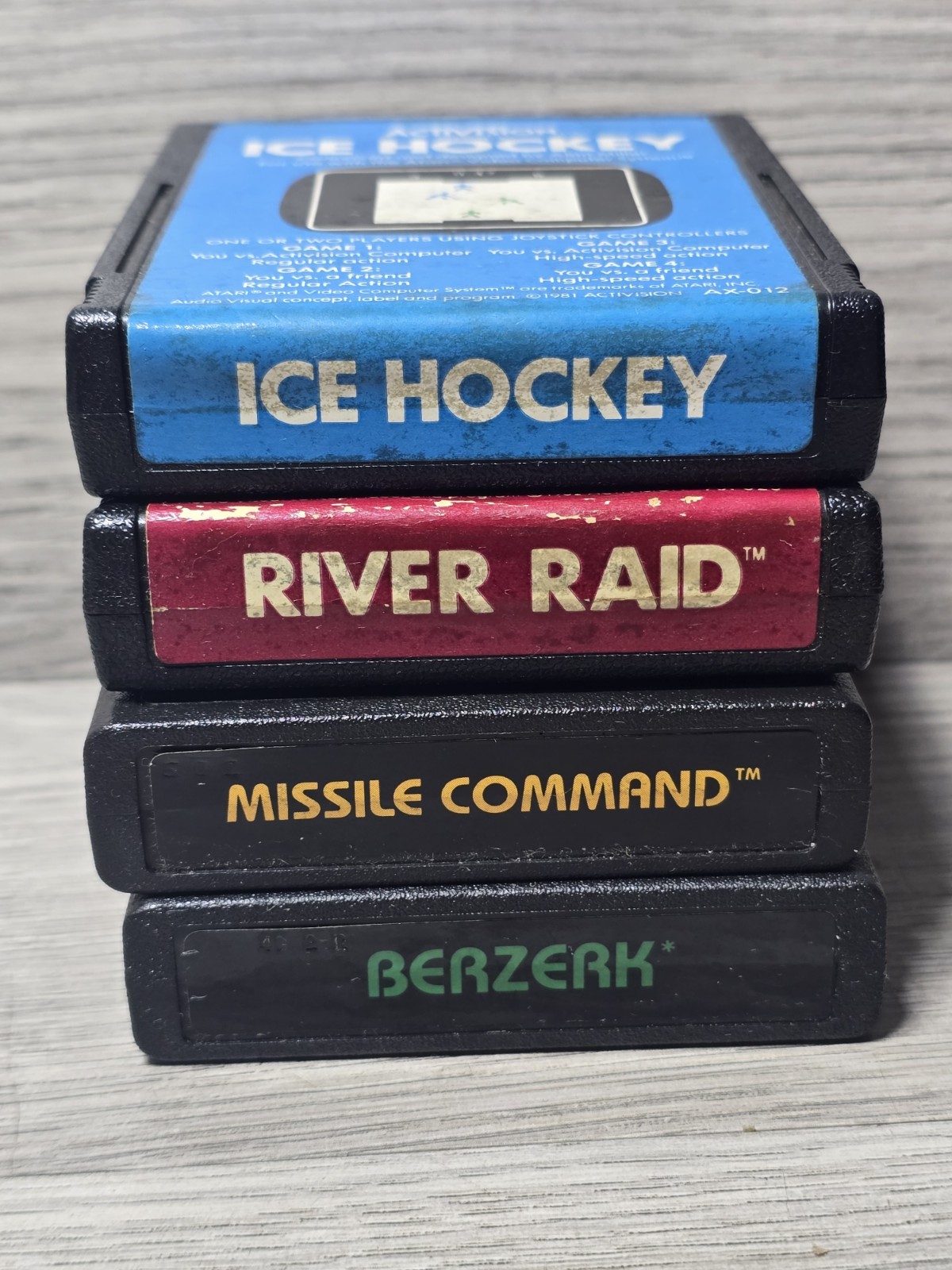 Atari 2600 Game Cartridge Lot of 4 Ice Hockey River Raid Berzerk Missile Command