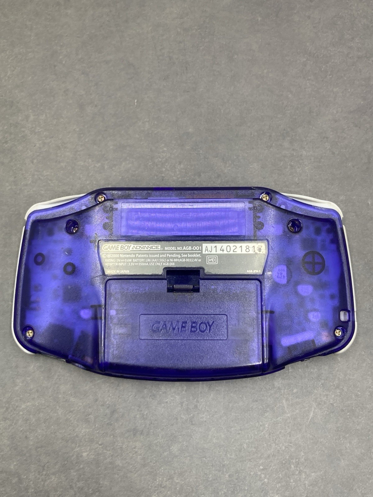 Nintendo Game Boy Advance AGB-001 Console Clear purple tested 0707-401