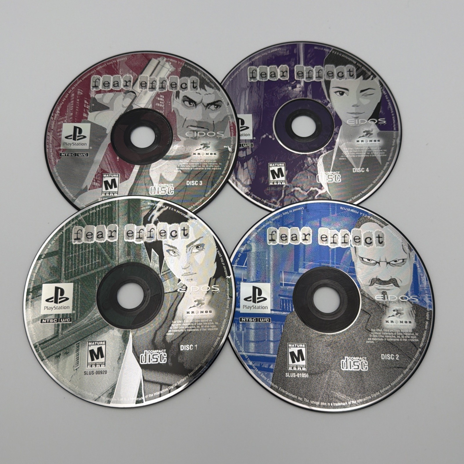 Fear Effect Sony PlayStation 1 2000 PS1 Discs Only 1 2 3 4 1-4 Tested Working