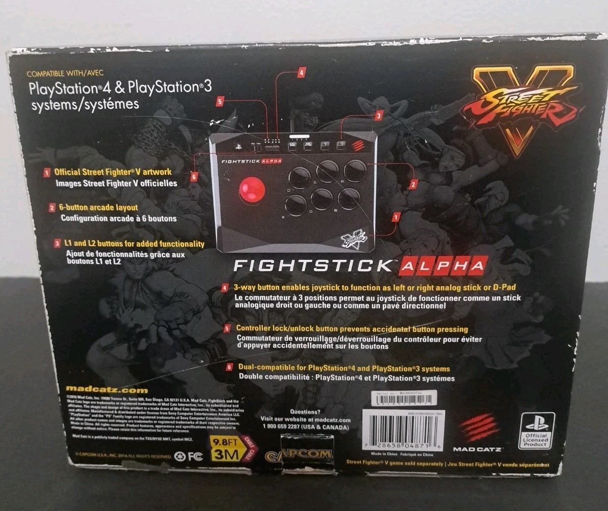 Mad Catz Street Fighter V Arcade Fightstick ALPHA Fighting Stick for PS3, PS4