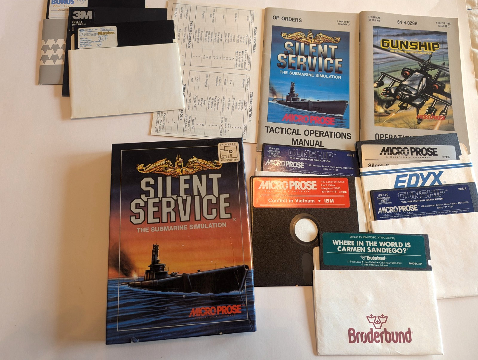 Micro Prose Games Lot Silent Service (Box) And Gunship + More – See Video
