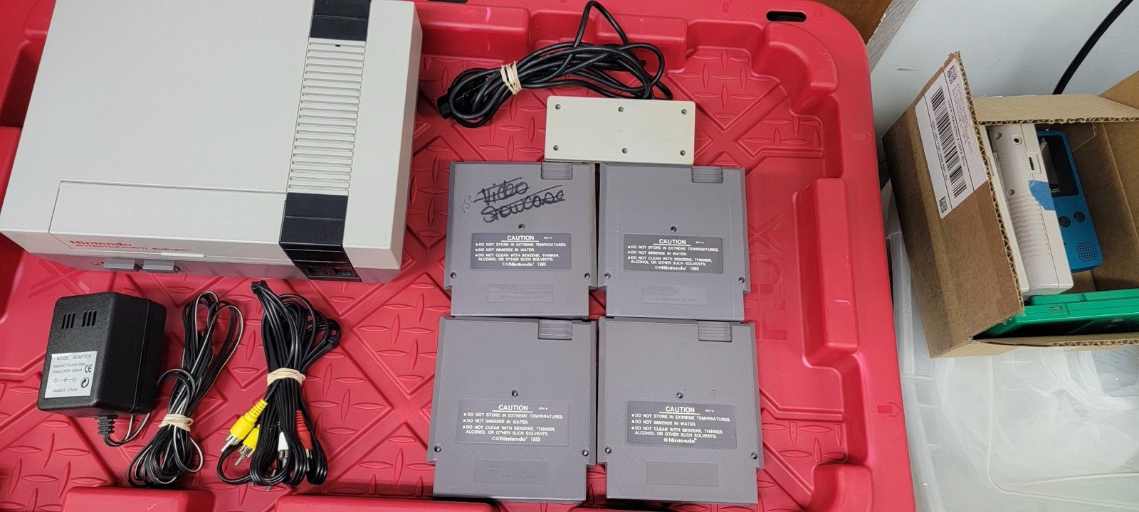 Nintendo NES Console Bundle Controller 4 Games Guardian Legend Joust Tested