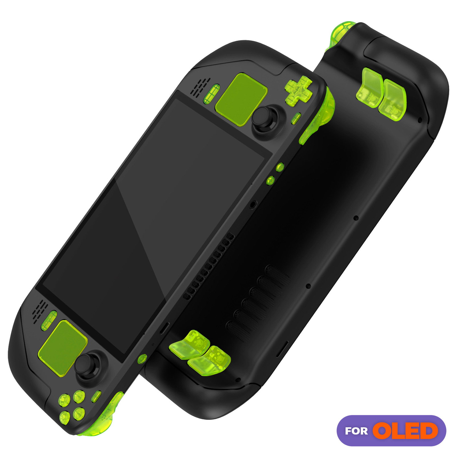 eXtremeRate DIY Clear Lime Green Full Button Set for Steam Deck OLED ABXY, D-Pad