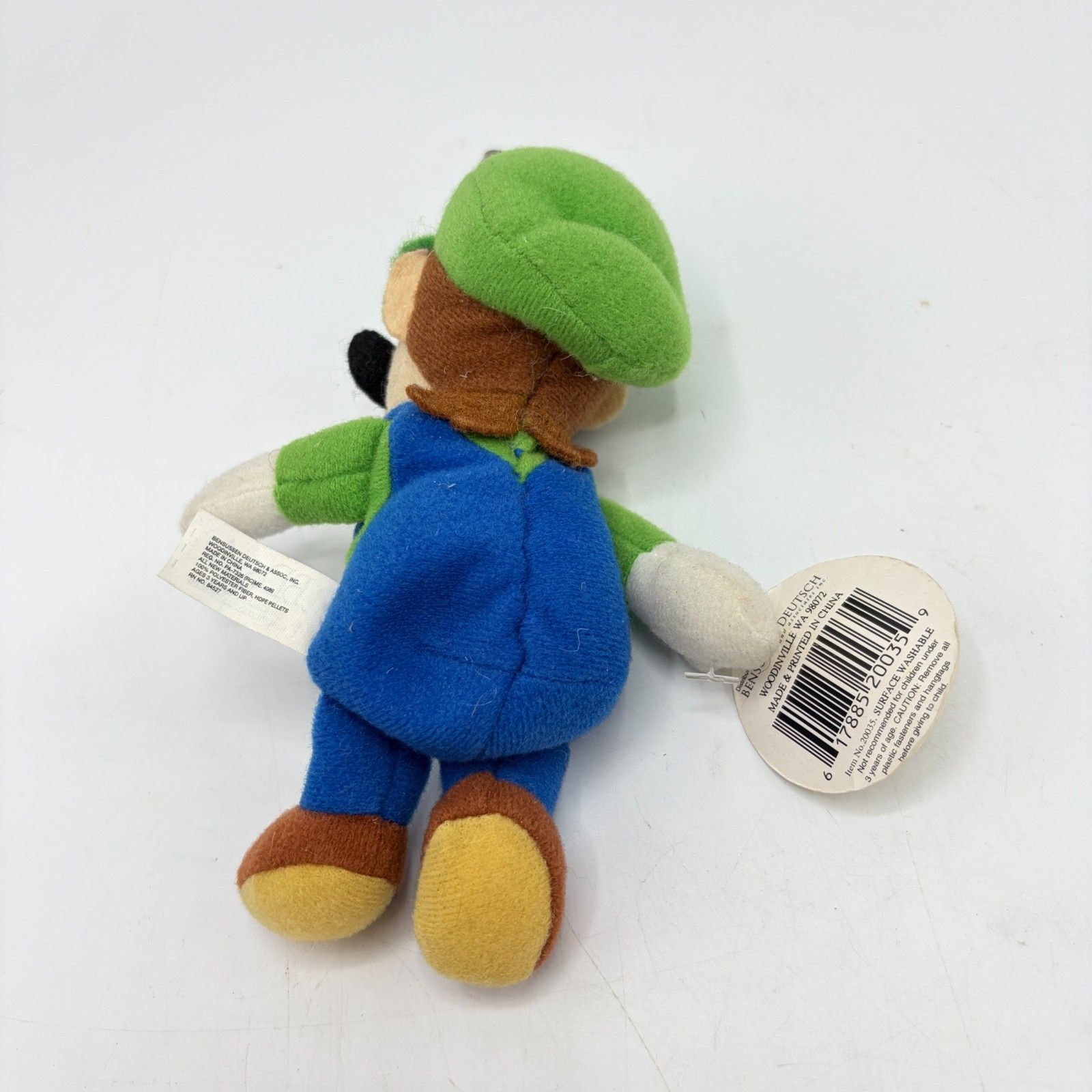 NWT Vintage 1997 BD&A Nintendo Super Mario 64 Luigi Bean Bag Plush Doll Rare 6″