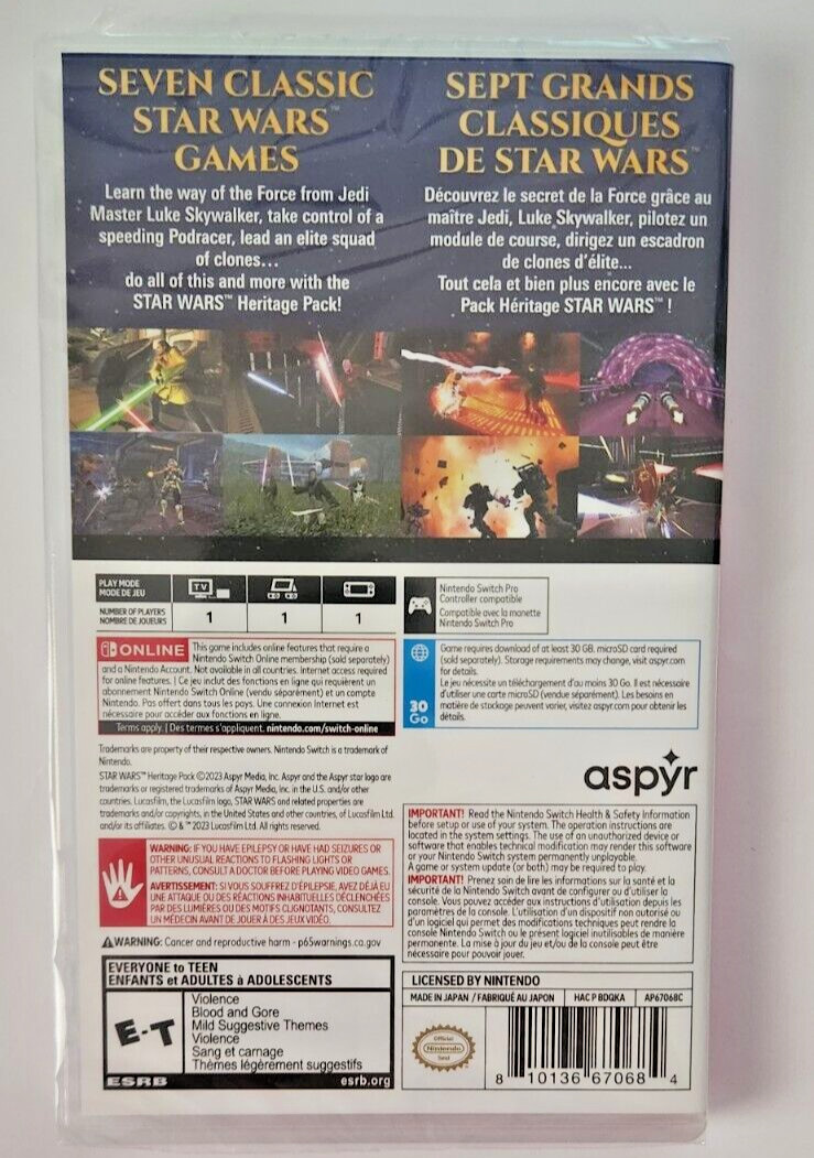 Star Wars Heritage Pack Switch Brand New Game Special [2023 Fighting Racing RPG]
