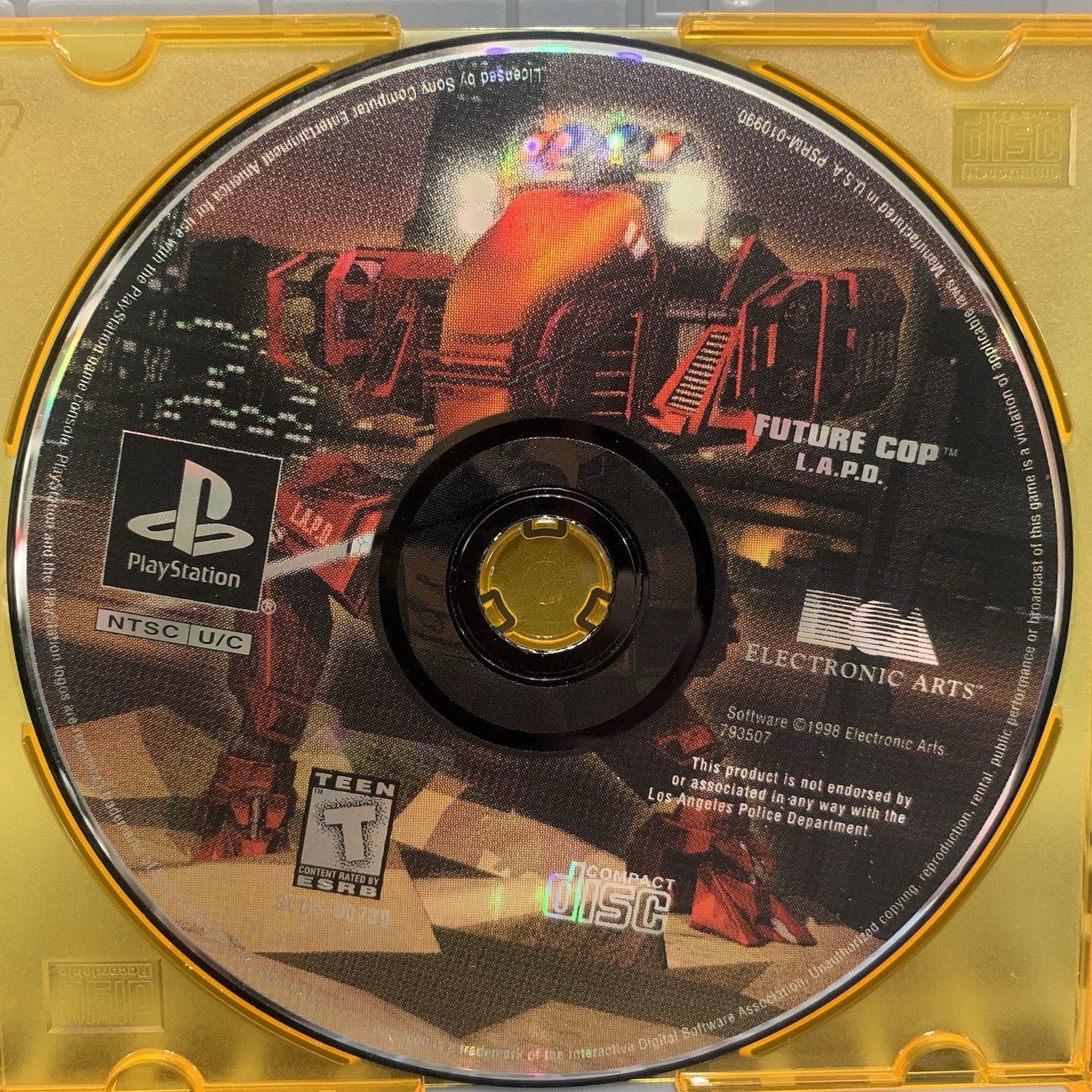 Future Cop LAPD PS1 Sony EA Action Shooter Mech Combat Video Game READ