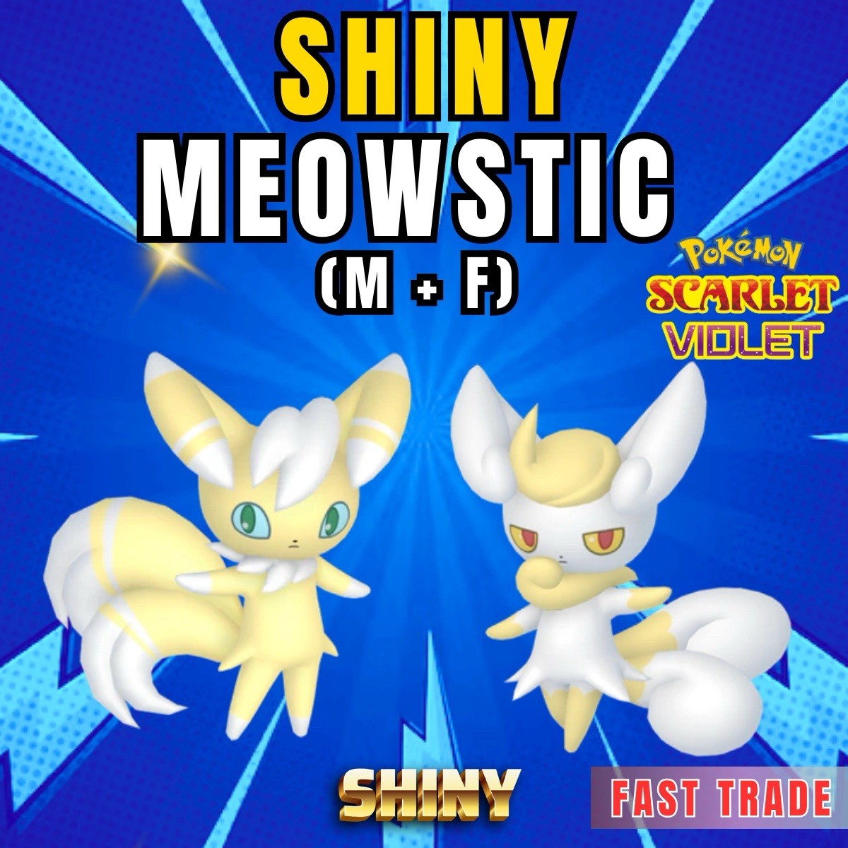 ✨2 SHINY MEOWSTICK ⭐️ MALE + FEMALE BUNDLE ⭐️ 6IV ⭐️ Pokemon Scarlet And Violet