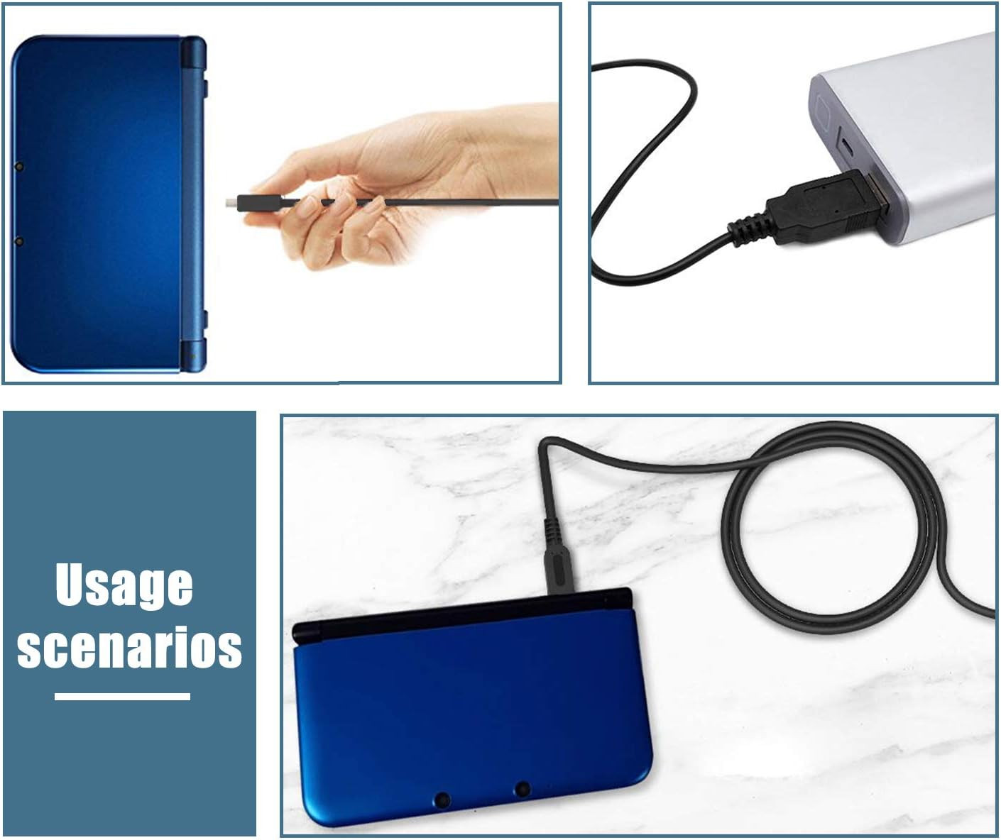 3DS USB Charger Cable, Power Charging Lead for Nintendo New 3DS Xl/New 3DS/ 3DS