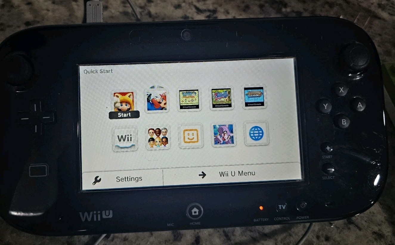 Genuine Black Wii U Gamepad WORKS With Power Cord Tested Wup-010