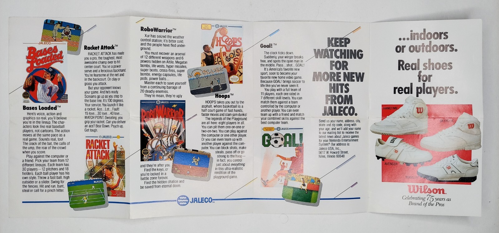Jaleco Nintendo NES 1989 Fold Out Insert Advertisment JAL-2B-US
