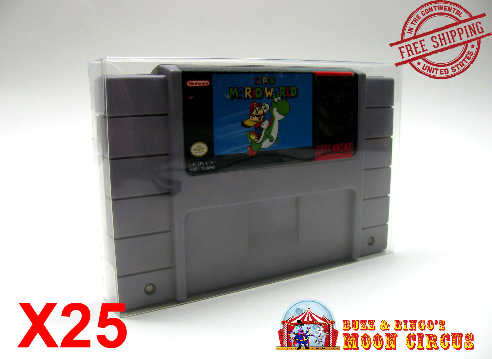 25x SUPER NINTENDO SNES CARTRIDGE – CLEAR PROTECTIVE GAME BOX SLEEVE CASE