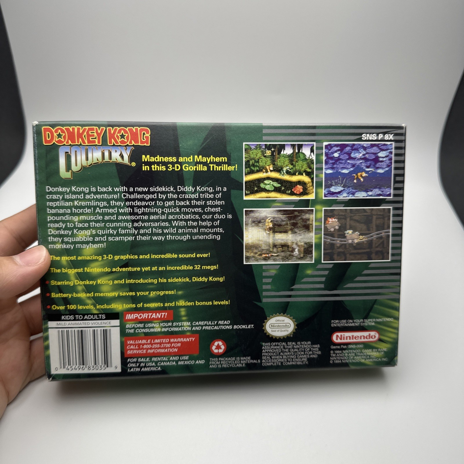 Donkey Kong Country (SNES) – CIB – Very Good Condition – Stunning Box