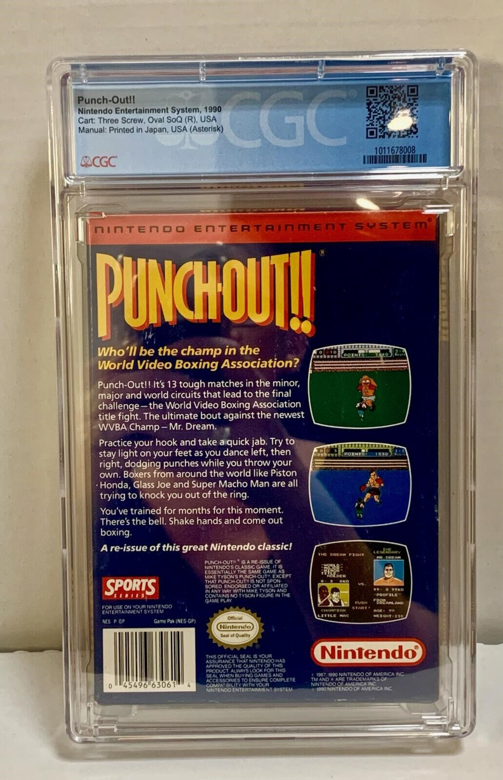 Punch-Out!! – NES – Nintendo – CIB – CGC Graded 9.0 – Oval SoQ – 1990 – 3 Screw