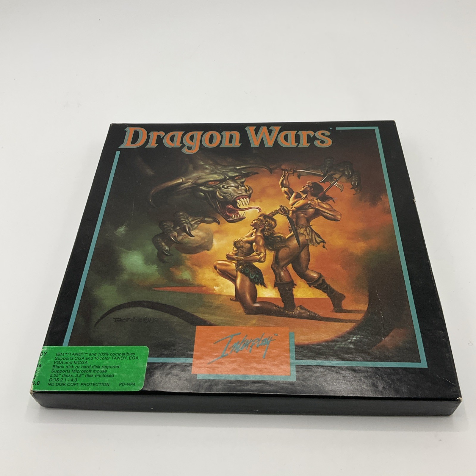 VINTAGE 1989 DRAGON WARS IBM PC GAME INTERPLAY Big Box Manual Custom Disks