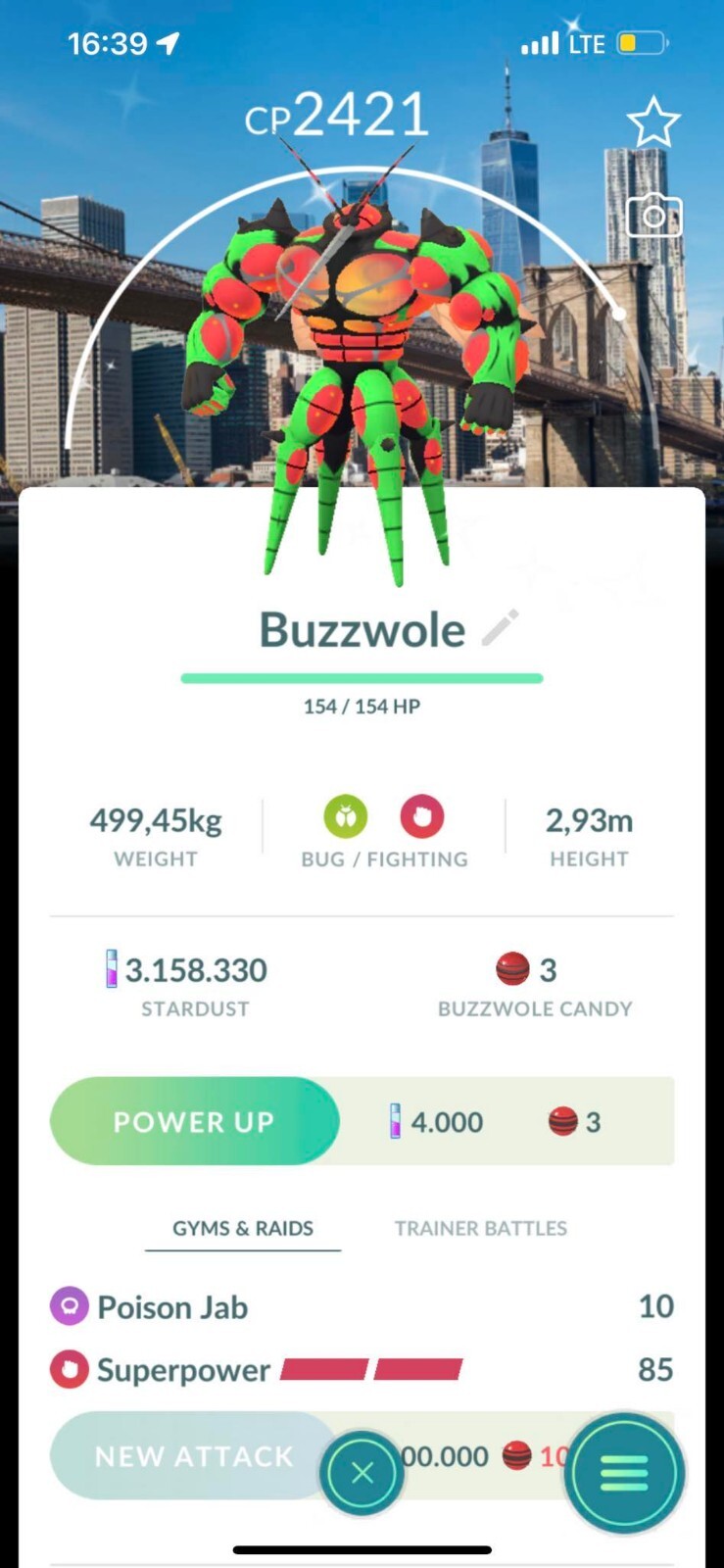 Pokémon Shiny Buzzwole New York background NewYork – GO TRADE 1M or 20k stardust