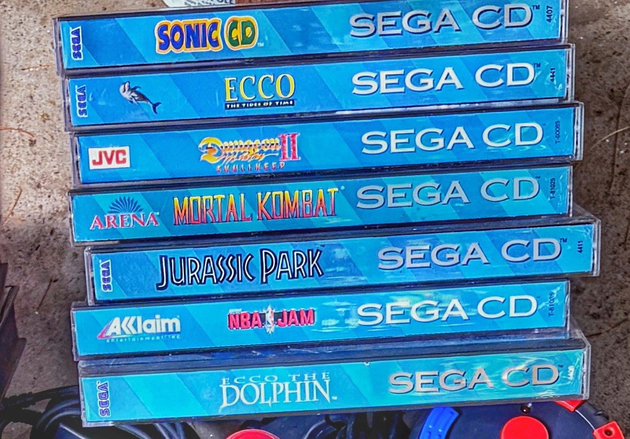 SEGA Genesis + Sega CD Bundle w 3 + Quick Shot Controllers, Games, Manual, Adapt
