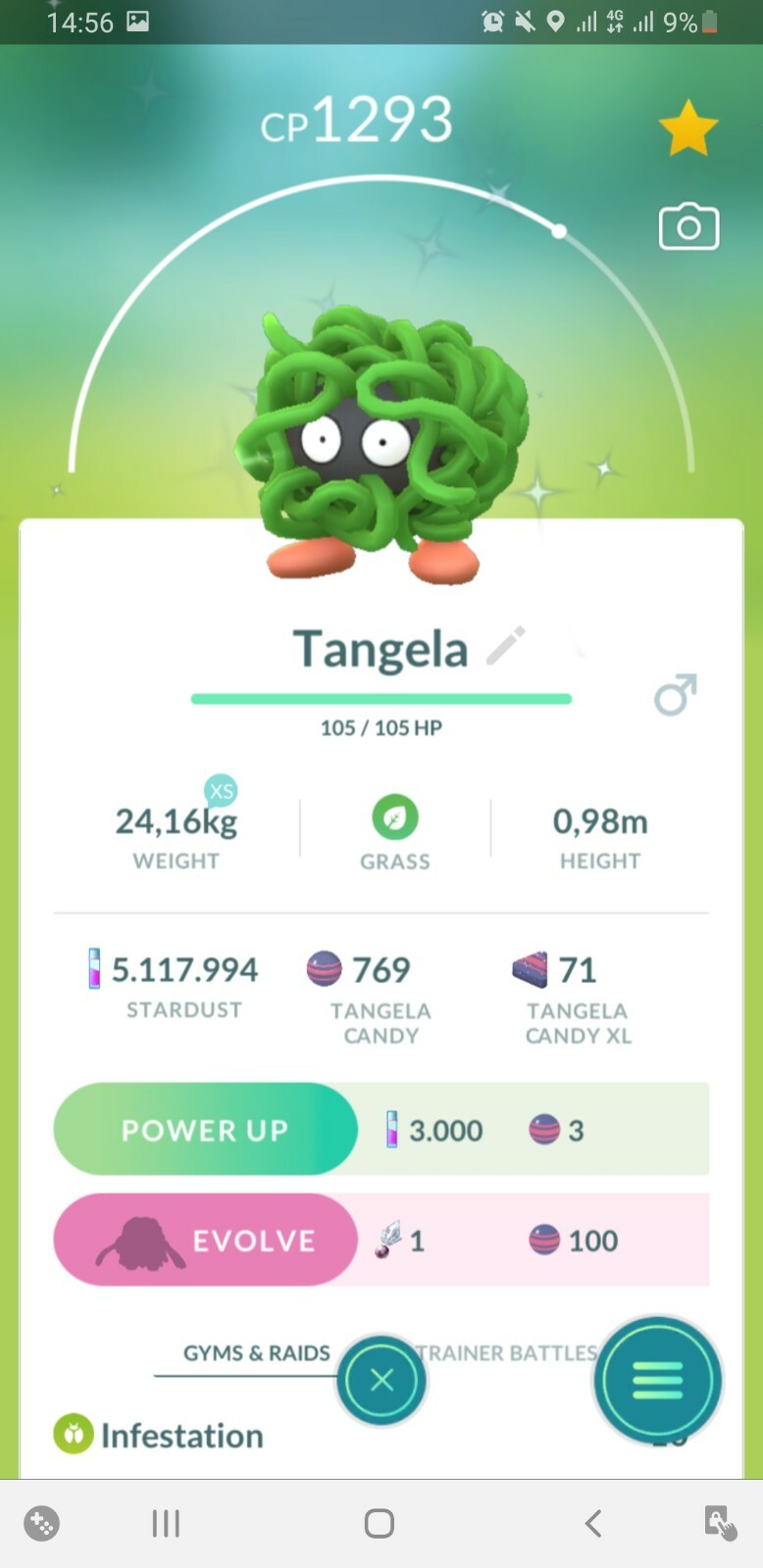 ✨Pokèmon Go, shiny Tangela, 30 days trade or registered✨