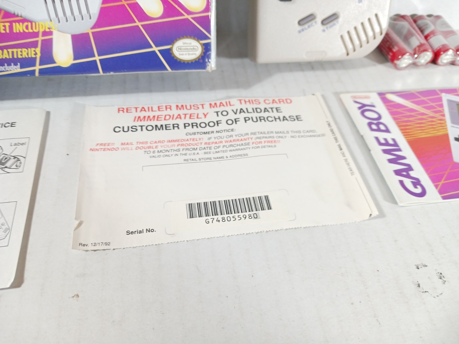 Nintendo DMG Gameboy Original Tested Complete With Box Matching Serial Number