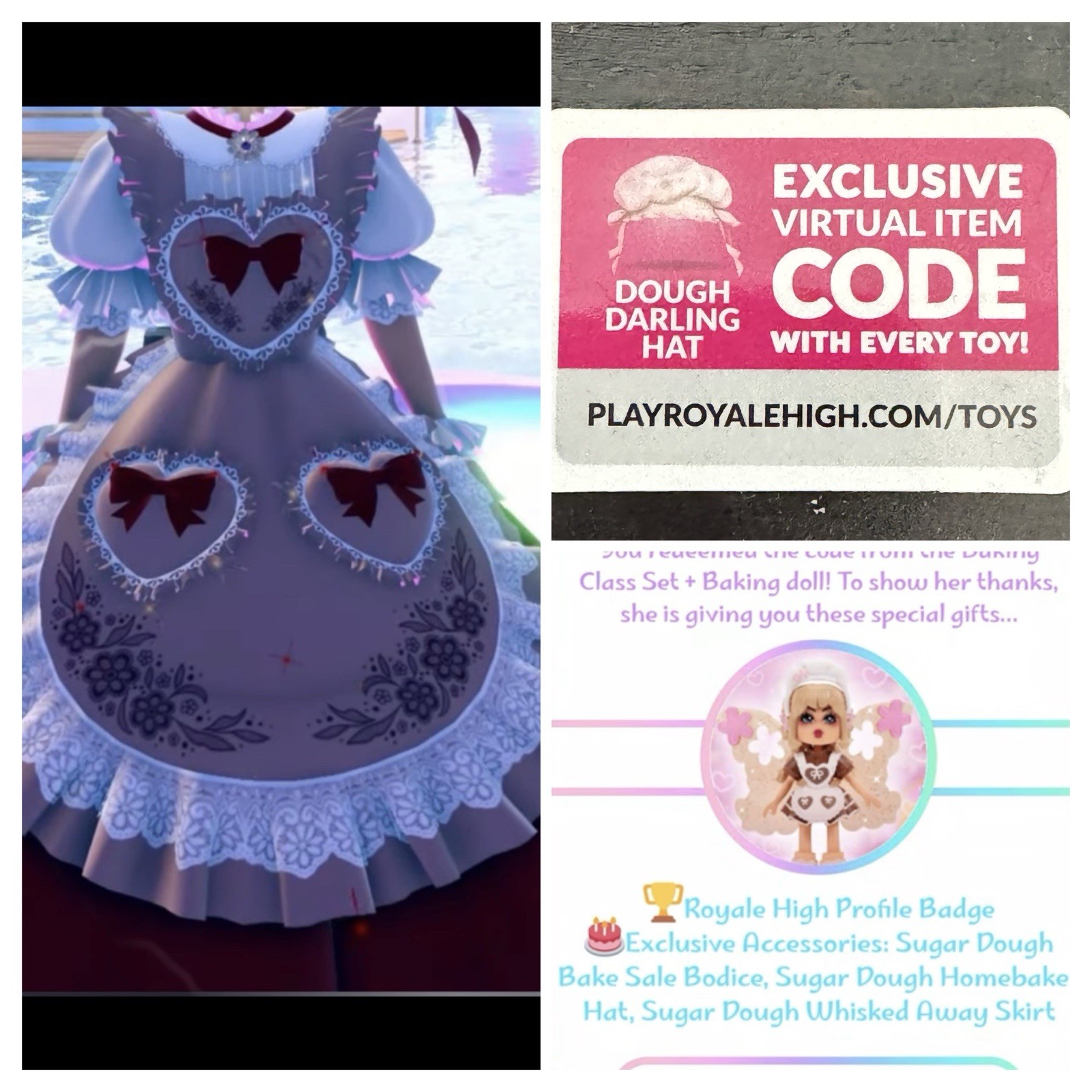 Royale High Sugar Dough Set & Roblox Dough Darling Hat CODE ONLY