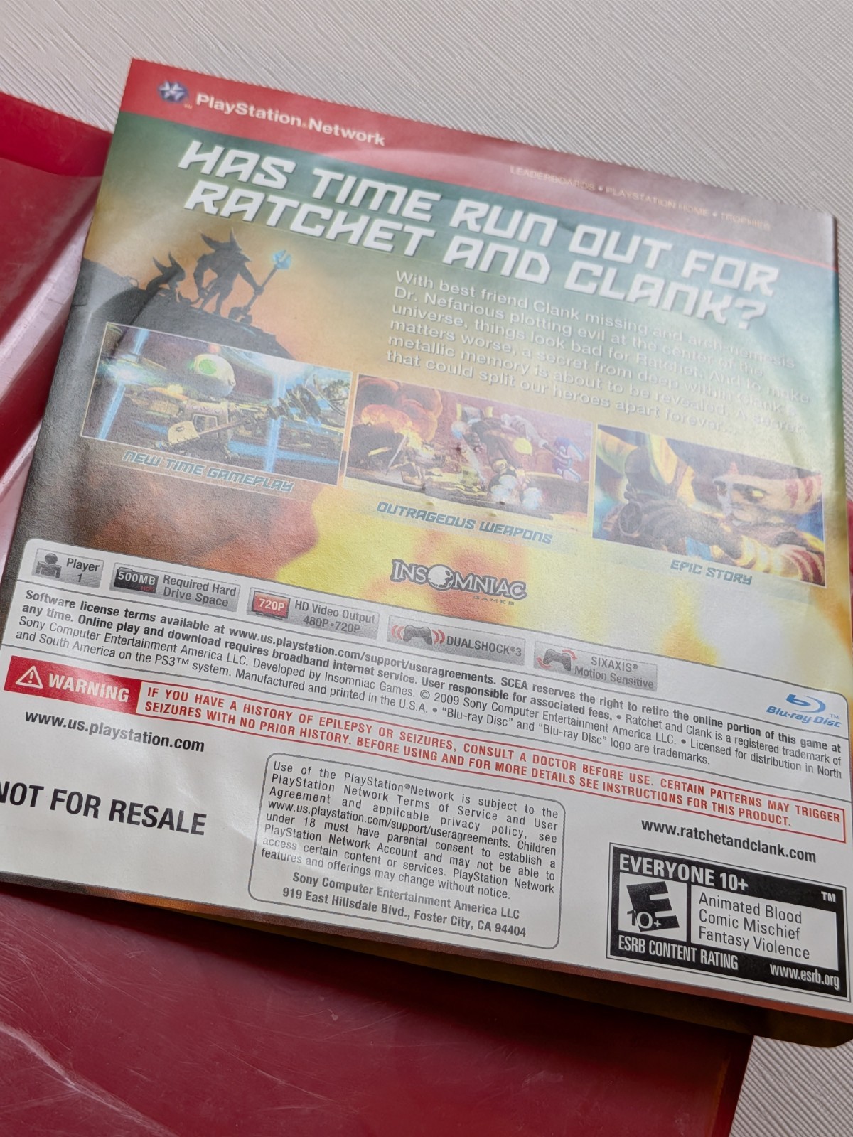 Ratchet Clank Future A Crack in Time (Playstation 3, PS3) GH* No Manual – Tested