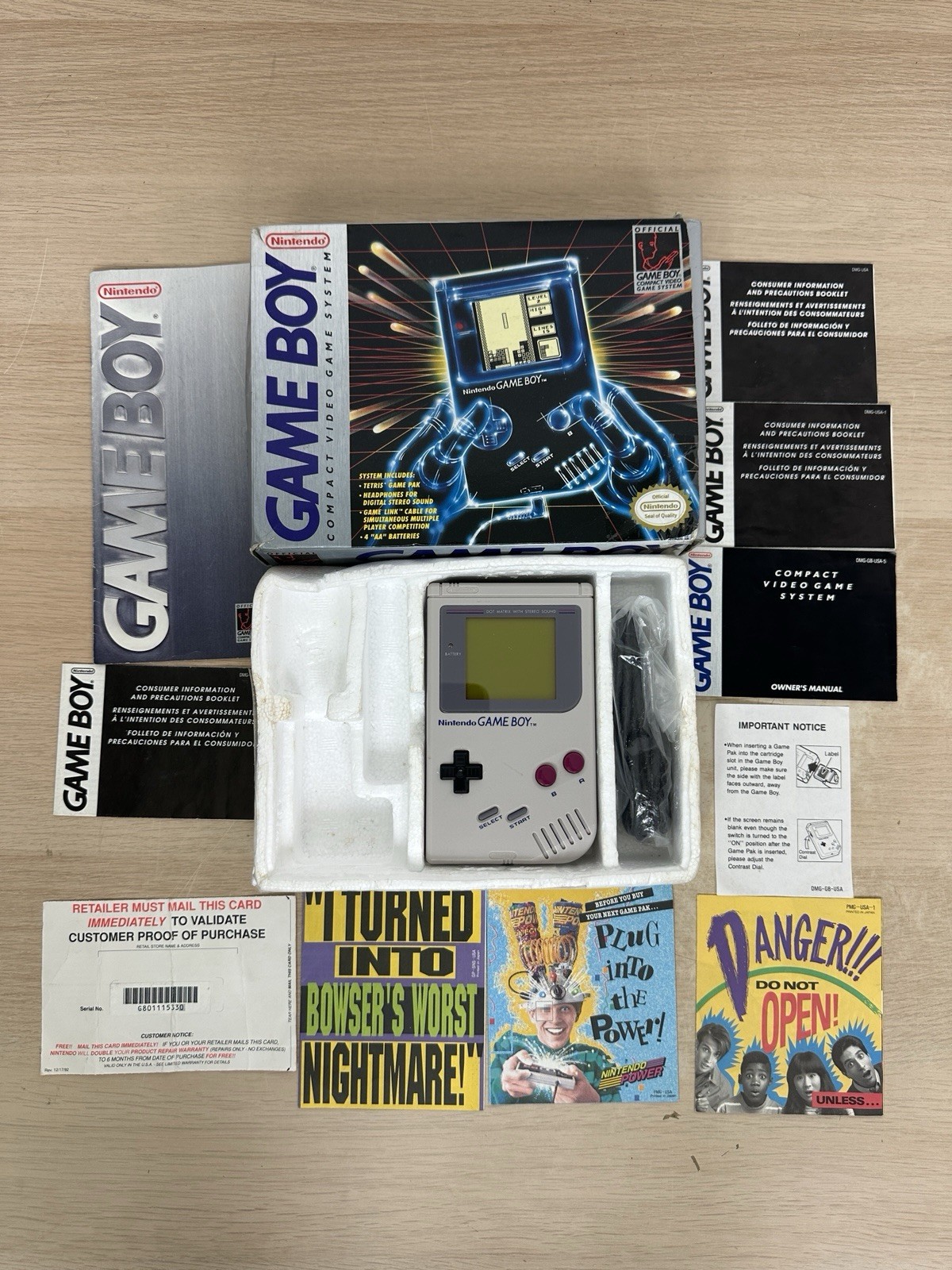 Original Game Boy 1989 DMG-01 Gameboy w/ Box, Foam, Cable, Inserts – WORKS!