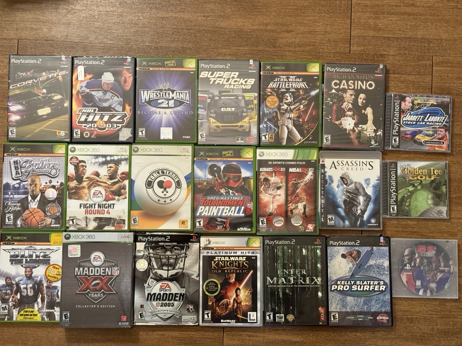 Huge Mixed Sports & Classic Video Game Bundle – Xbox, PS1, PS2, – 21 Titles