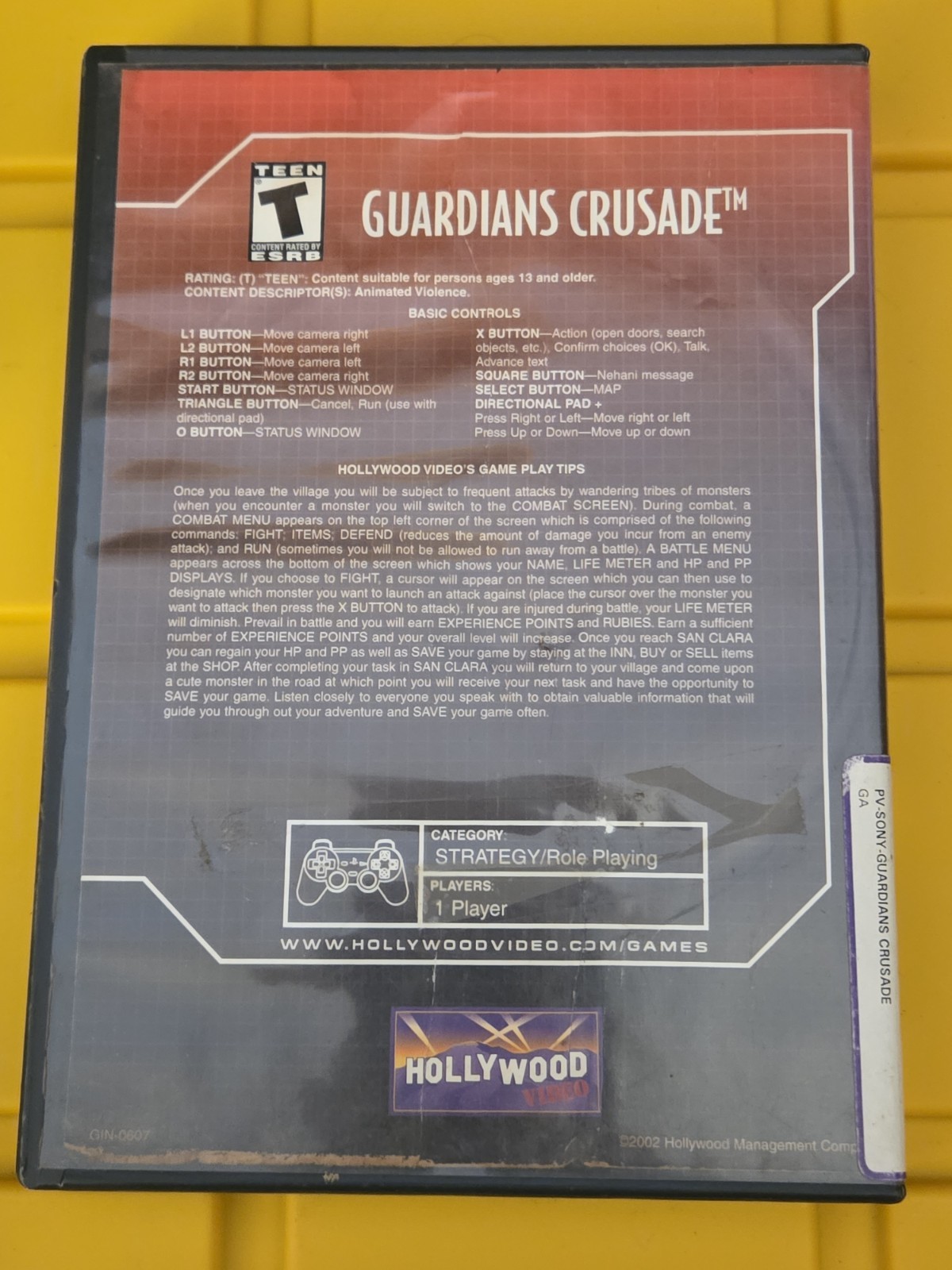 Guardian’s Crusade for PS1, *Game DISC ONLY (Hollywood Video Rental Case) – Used