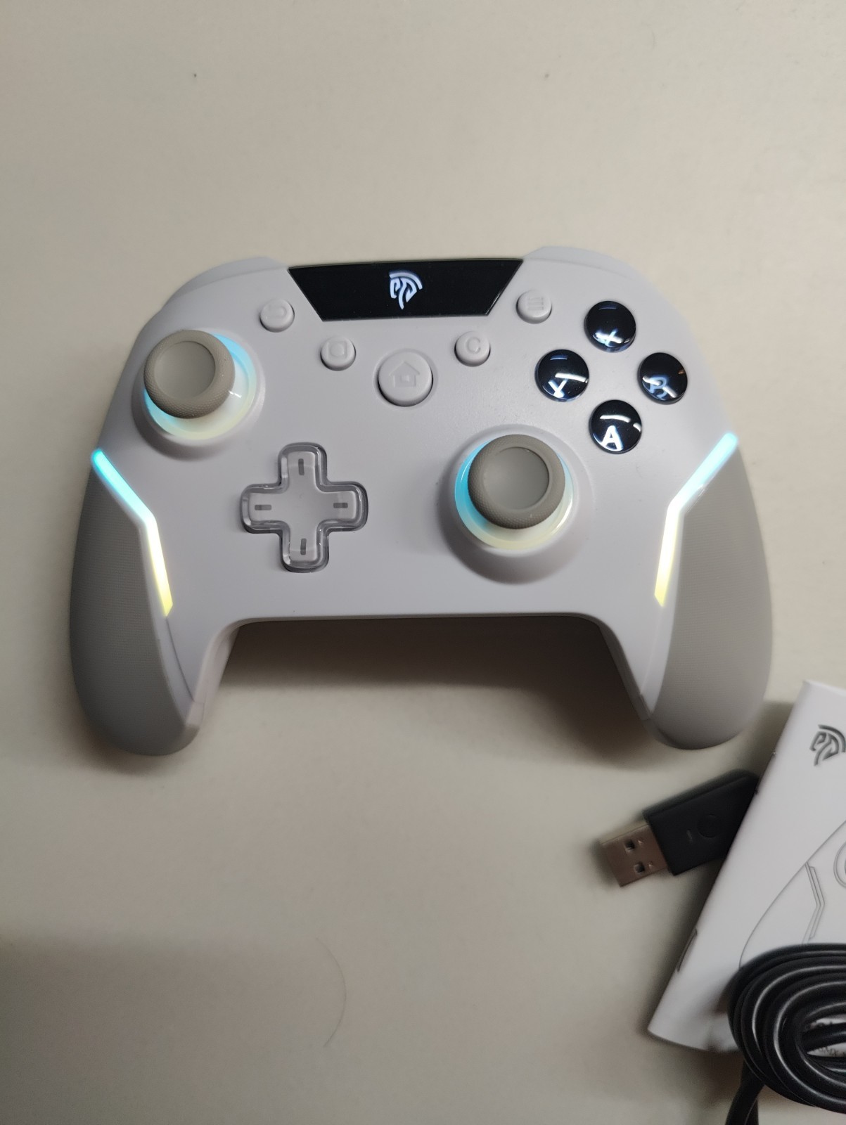 EasySMX X20 Wireless Gaming Controller RGB Backlit Hall Effect Stick, White
