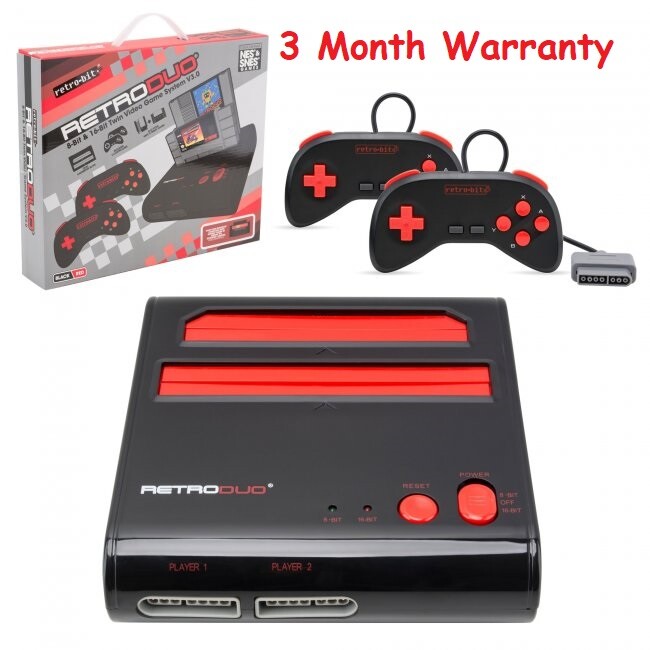 Retro Duo Console SNES & NES Dual 2in1 System -Red/Black -2 Controllers “New”
