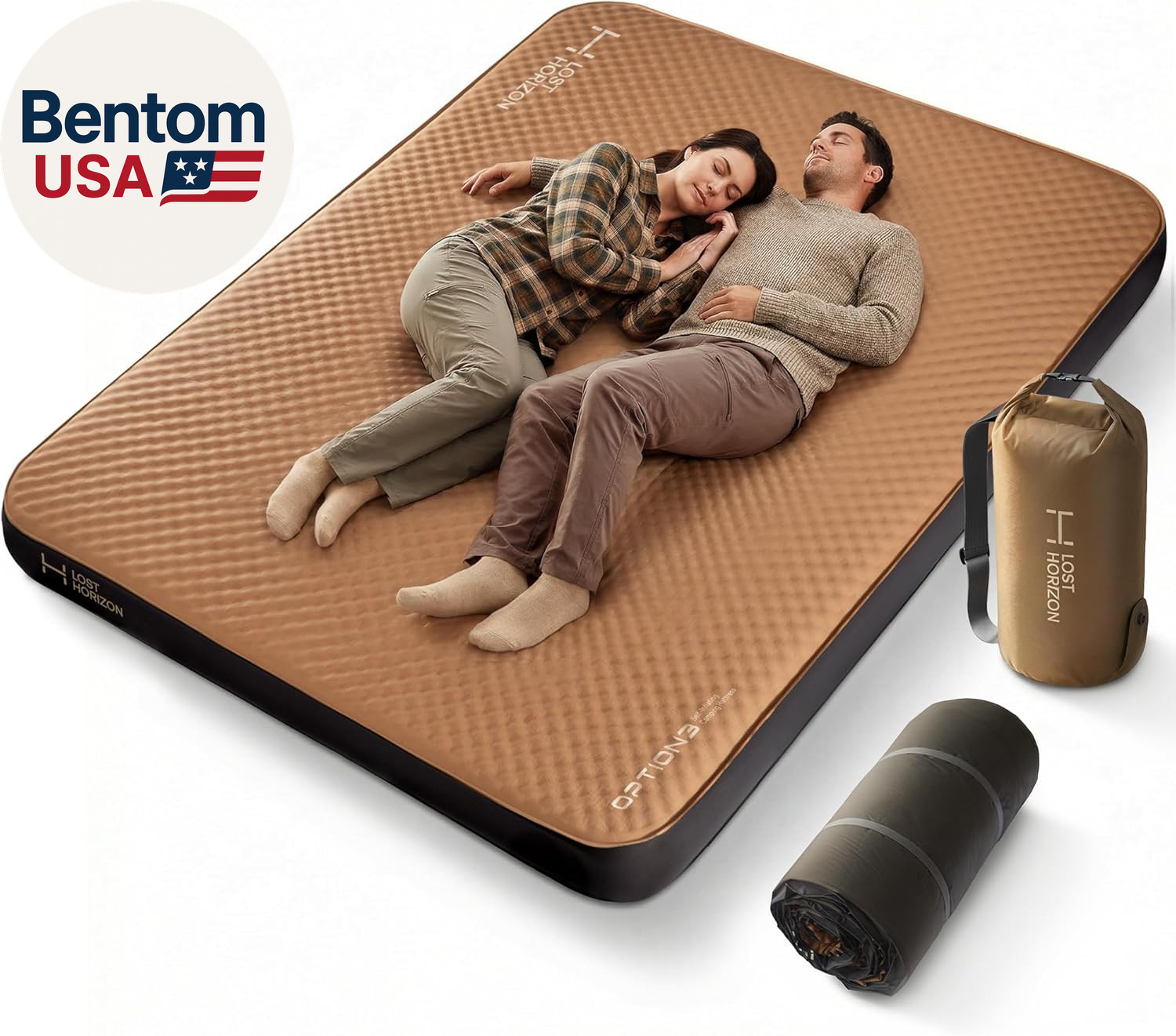 Air & Foam Camping Mattress, Self-Inflating Sleeping Pad, 4.5″ Thick, with Air P